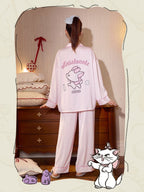 Disney Marie Cat Pudra Saten Pijama Takımı
