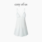 Fransız Stil Çapraz Askılı Saten Dokulu Dantel Detaylı Gecelik