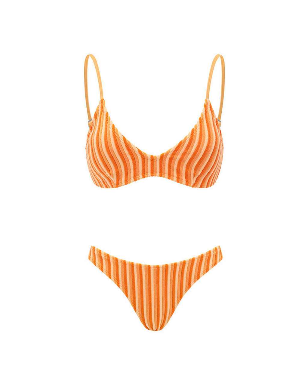 Turuncu Çizgili Dokulu Kadın Bikini – Mix & Match Set
