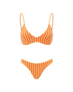 Turuncu Çizgili Dokulu Kadın Bikini – Mix & Match Set