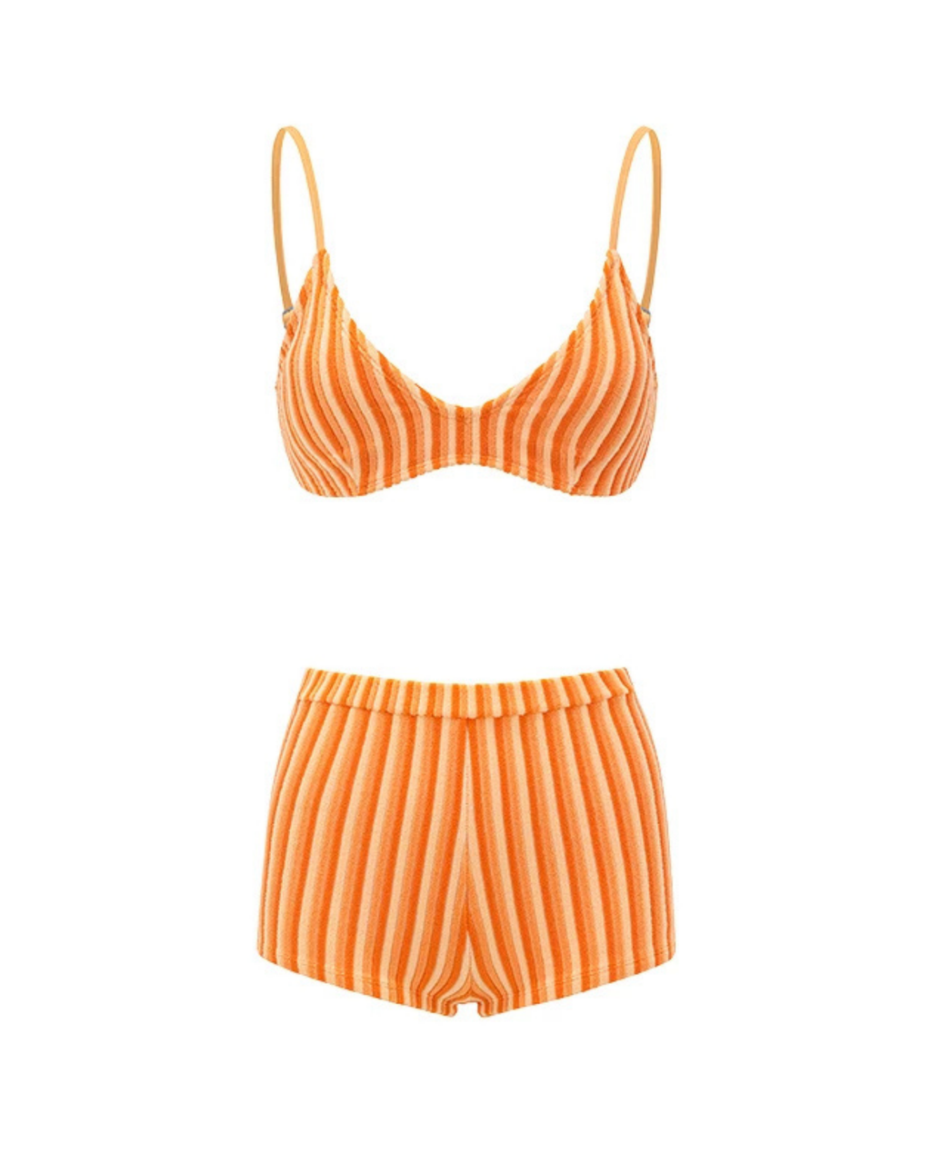 Turuncu Çizgili Dokulu Kadın Bikini – Mix & Match Set