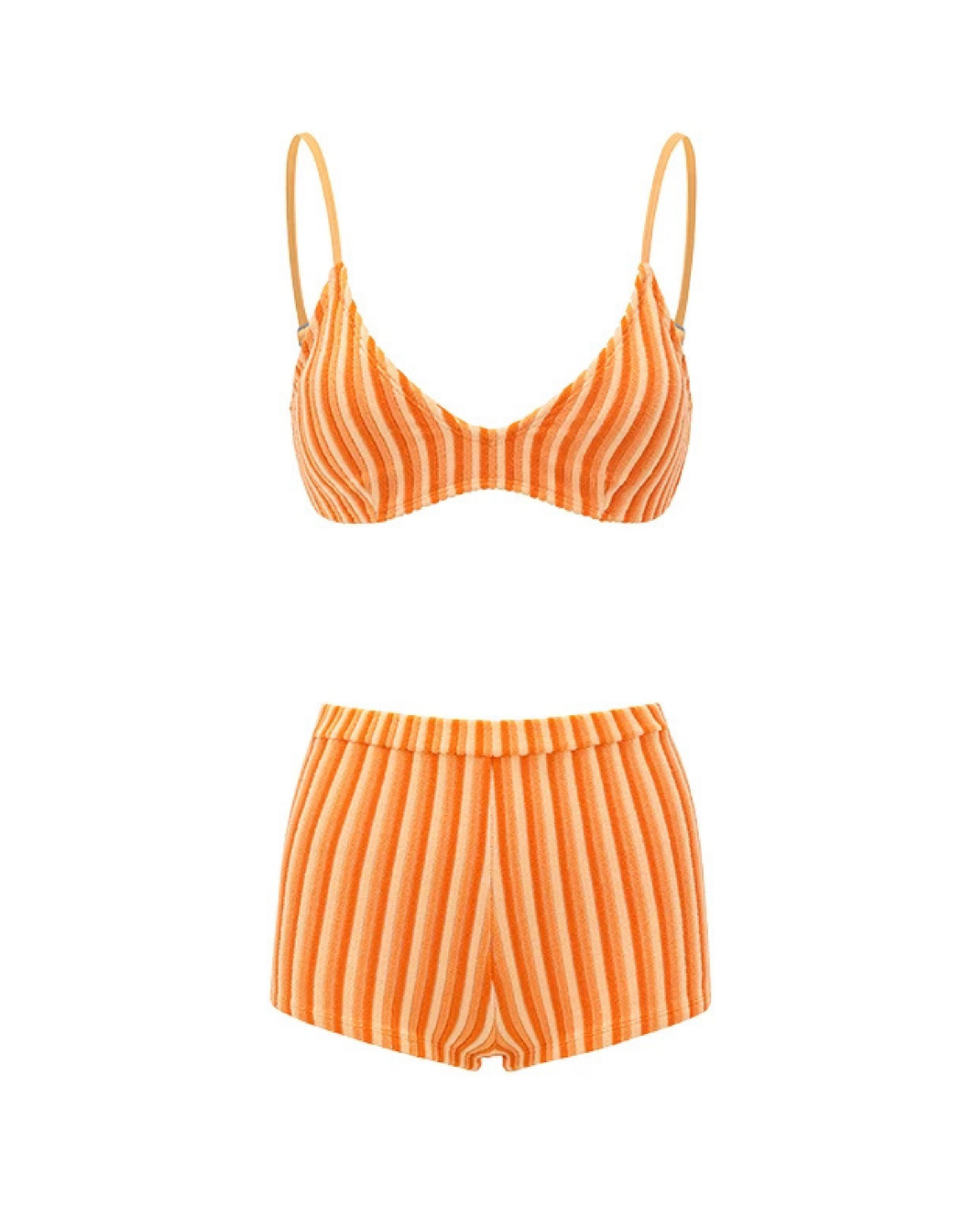 Turuncu Çizgili Dokulu Kadın Bikini – Mix & Match Set