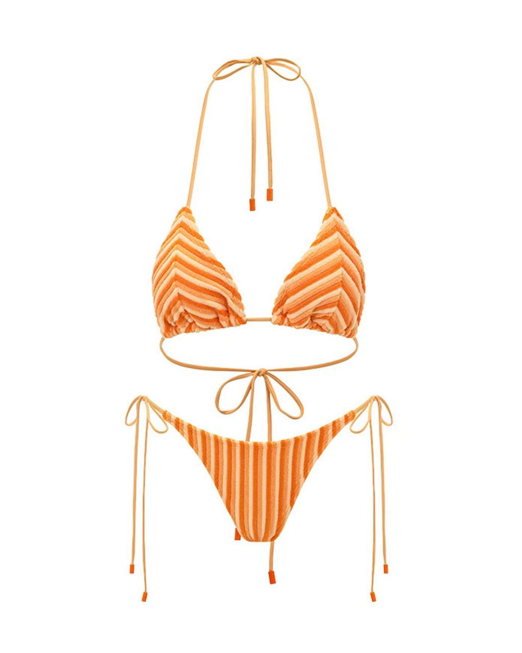 Turuncu Çizgili Dokulu Kadın Bikini – Mix & Match Set