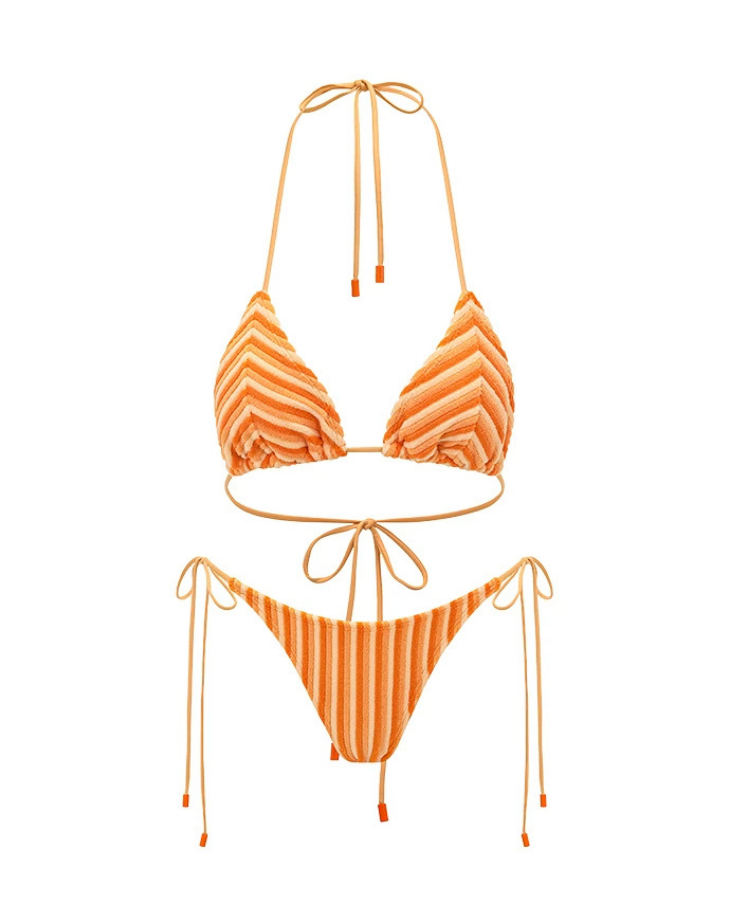 Turuncu Çizgili Dokulu Kadın Bikini – Mix & Match Set