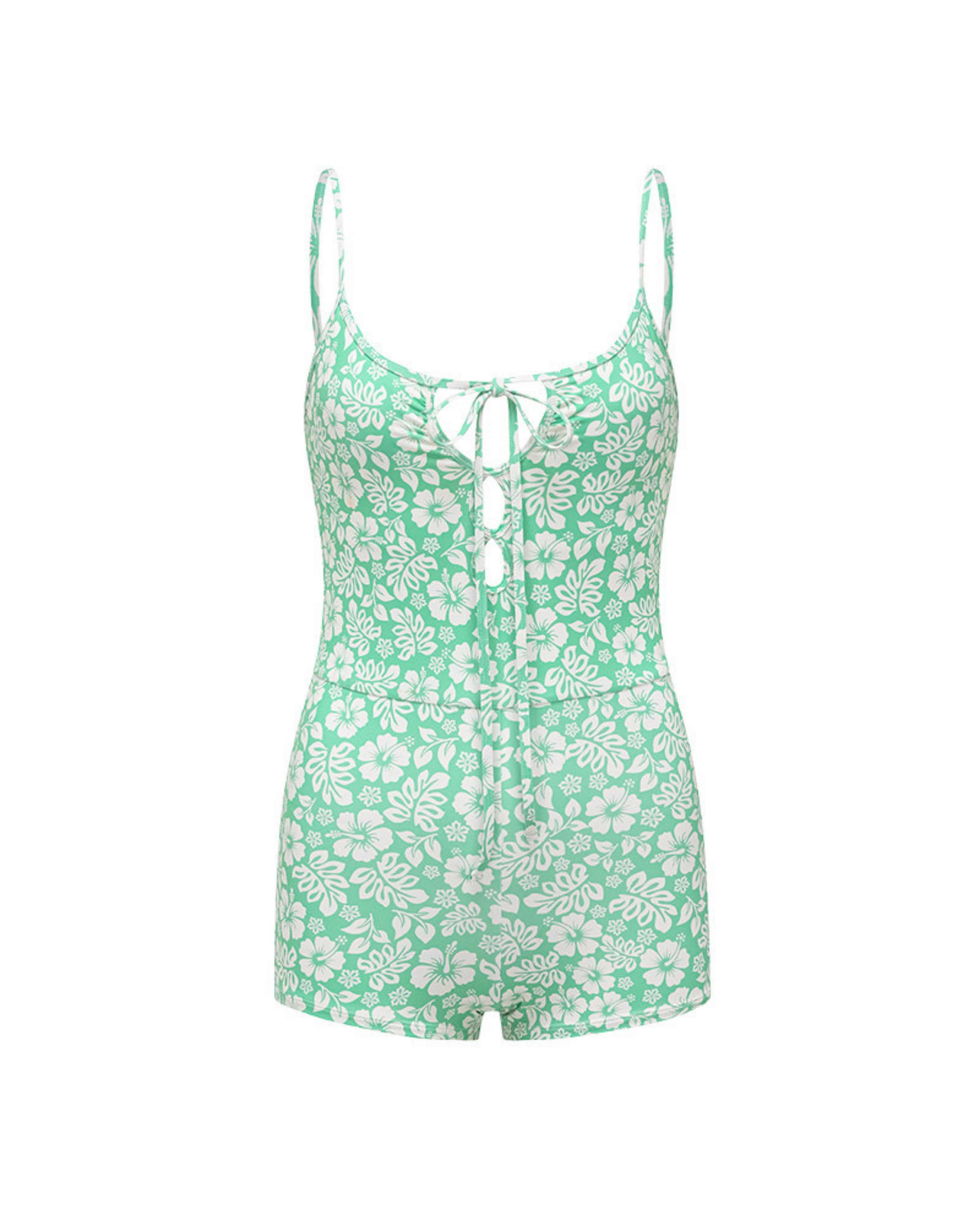 Traje de baño moldeador para mujer con estampado floral verde menta