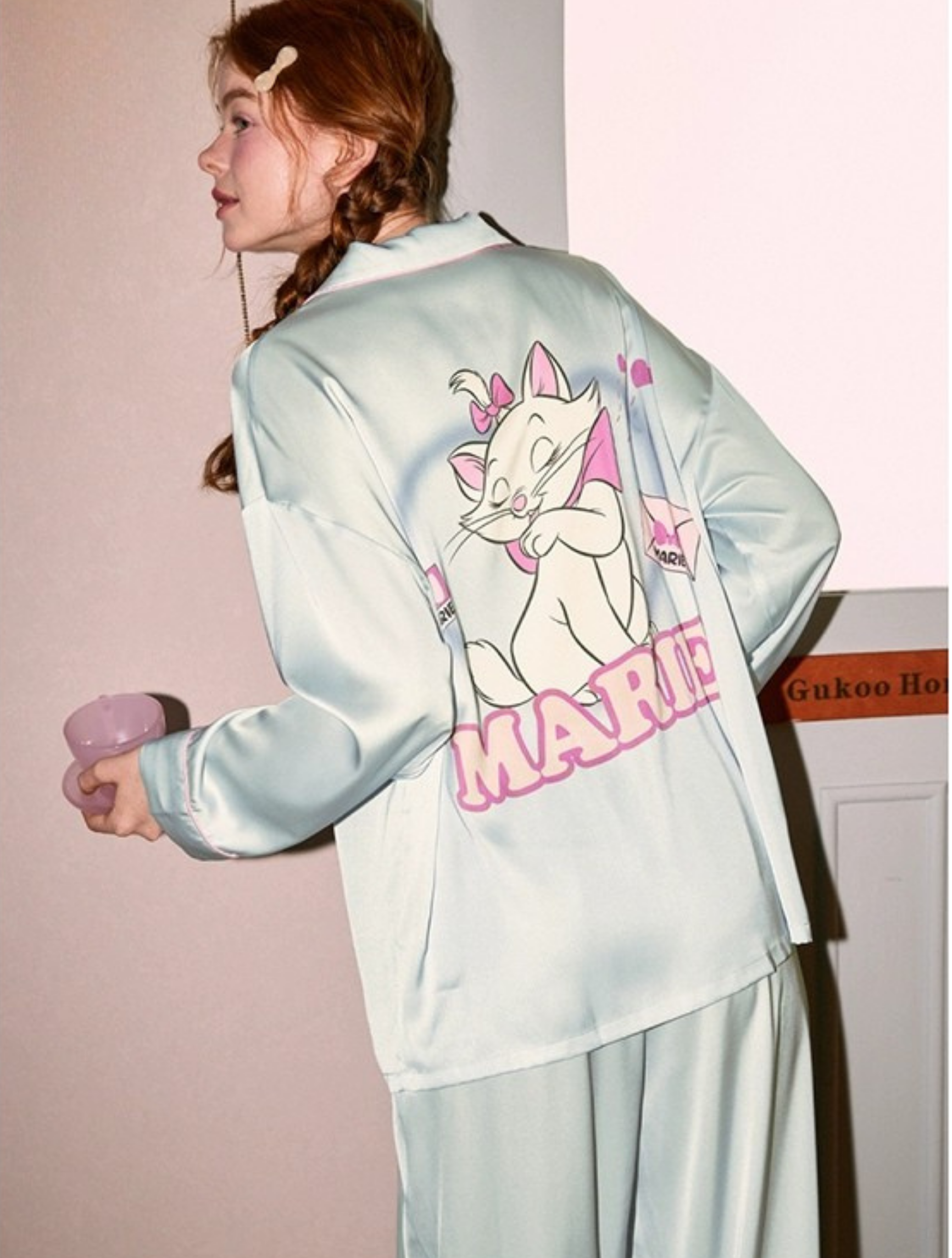 Marie Karakter Baskılı Saten Pijama Takımı