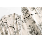 Ekru Dantel Detaylı Vintage Pamuklu Pijama Takımı