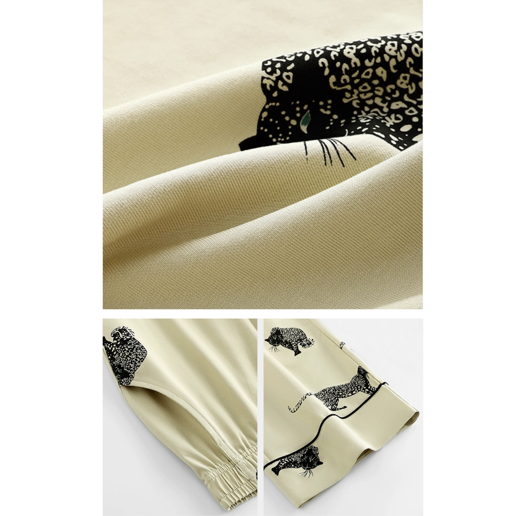 Yeşil Leopar Figürlü Pamuklu Pijama Takımı